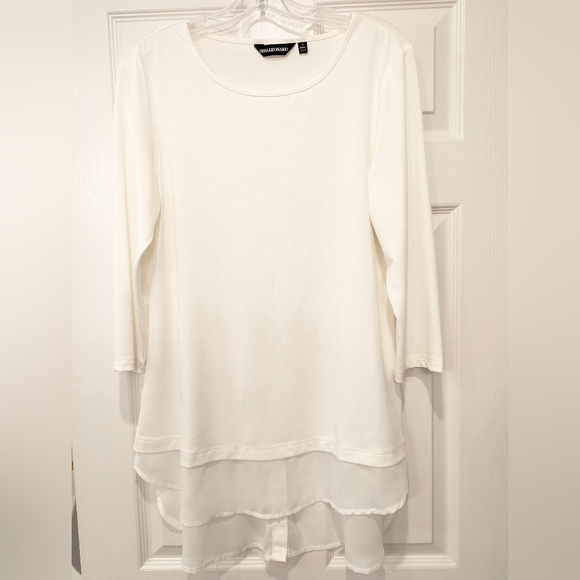 Nina Leonard Tops - Nina Leonard White pullover layered flowy lightweight Blouse shirt size L office